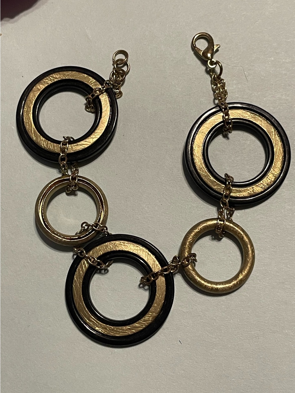 Gold Tone Black Plastic Bracelet #9652